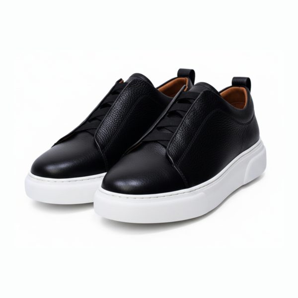 JUNO - Siyah Hakiki Deri Slip-On Sneaker