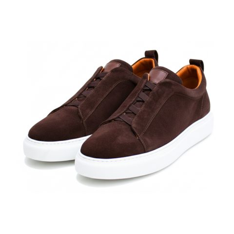 JUNO - Hakiki Süet Kahverengi Deri Slip-On Sneaker