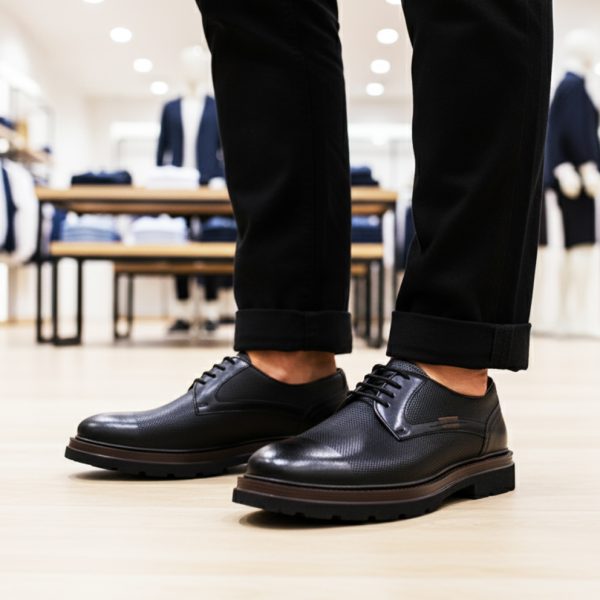 TNY-1329 حذاء جلد كلاسيكي أسود وبني كلاسيكي