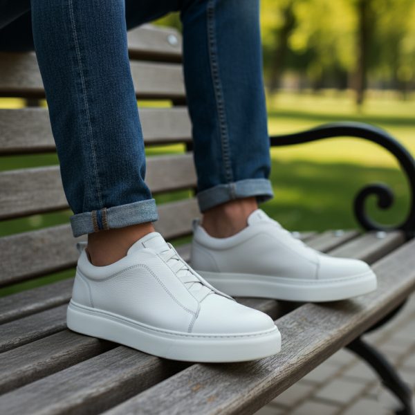 JUNO - Beyaz Hakiki Deri Slip-On Sneaker