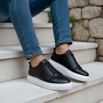 JUNO - Siyah Hakiki Deri Slip-On Sneaker