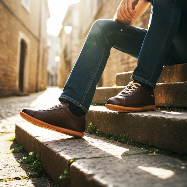 ريبو - حذاء جلدي بني اللون