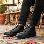 فيكست - جزمة جلدية مسطحة سوداء اللون أسود اللون