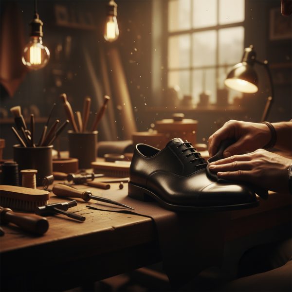 Açma Siyah Deri Ayakkabı