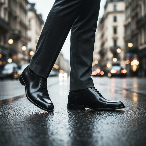 Açma Siyah Deri Ayakkabı