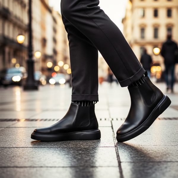 شيلسا - حذاء رياضي رياضي أسود من الجلد الأسود