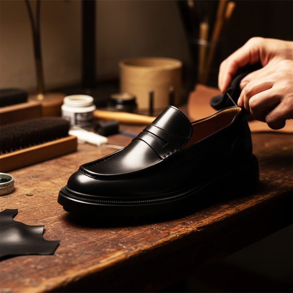 حذاء بدون كعب مصنوع يدوياً من الجلد من جياني ماجي