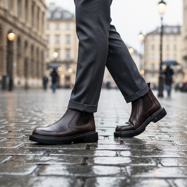 ماتريكس - جزمة جلدية بنية اللون - MATRIX