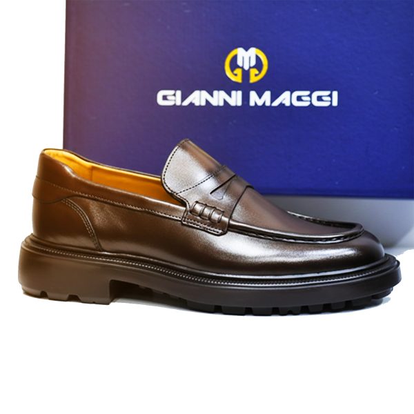 Gianni Maggi El Yapımı Kahve Rengi Deri Makosen Ayakkabı