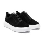 JUNO - Hakiki Süet Siyah Deri Slip-On Sneaker