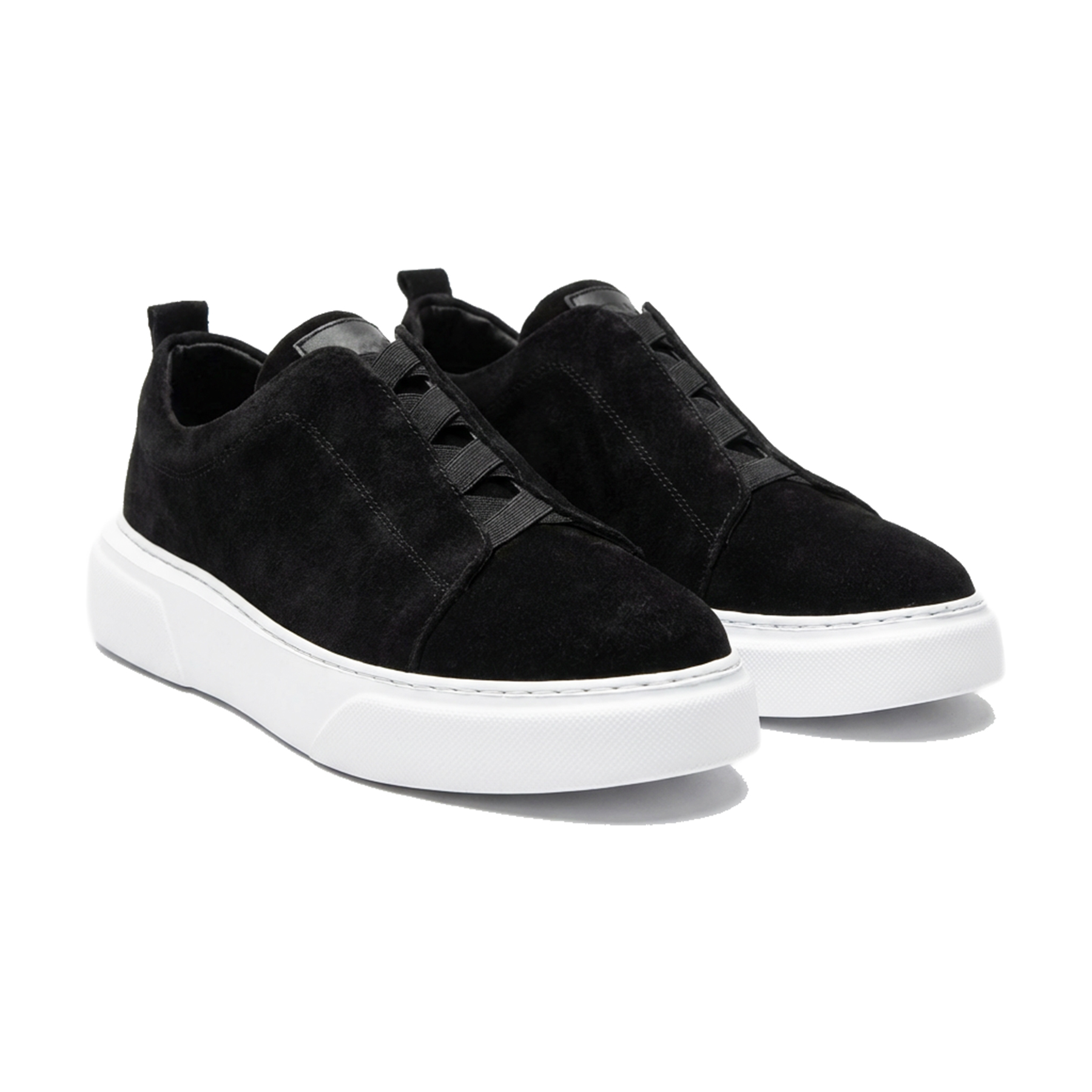 JUNO - Hakiki Süet Siyah Deri Slip-On Sneaker