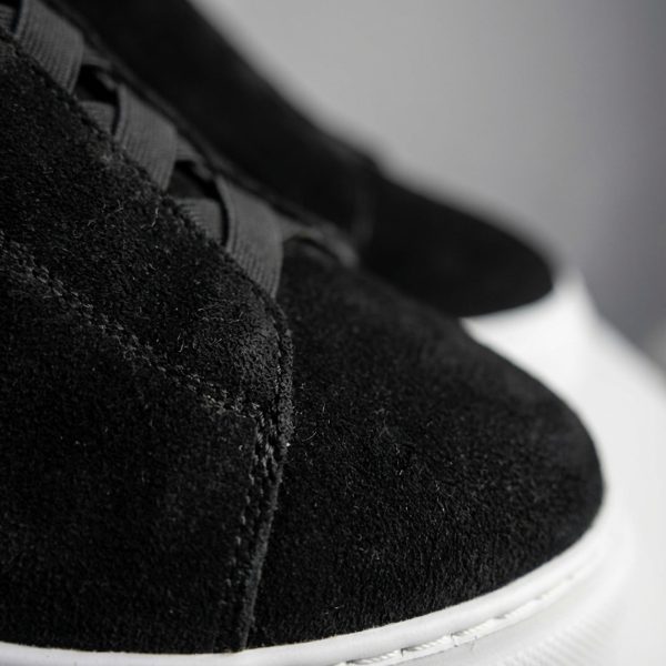 JUNO - Hakiki Süet Siyah Deri Slip-On Sneaker