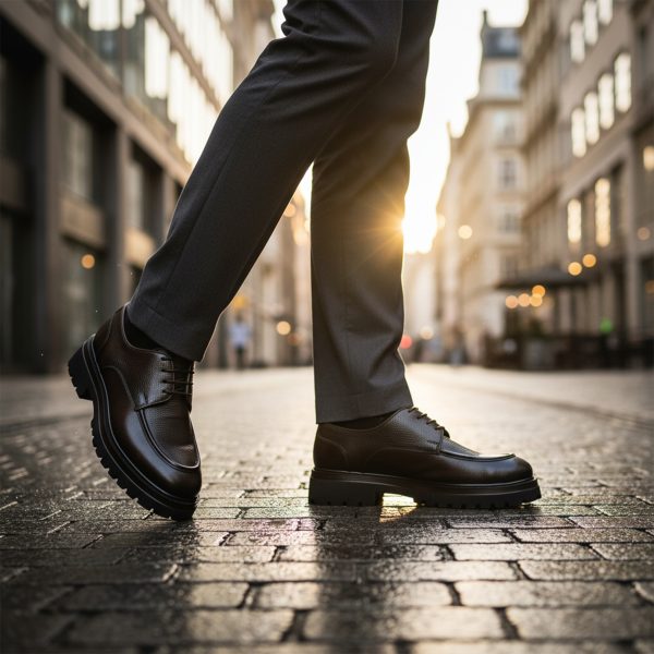 حذاء ماسيمو براون فلوتر جلدي من الجلد البني