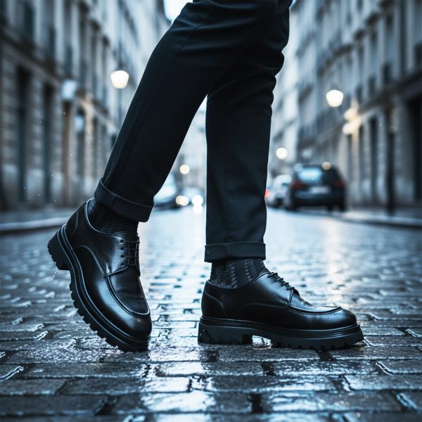 حذاء ماسيمو فلوتر أسود من الجلد الأسود