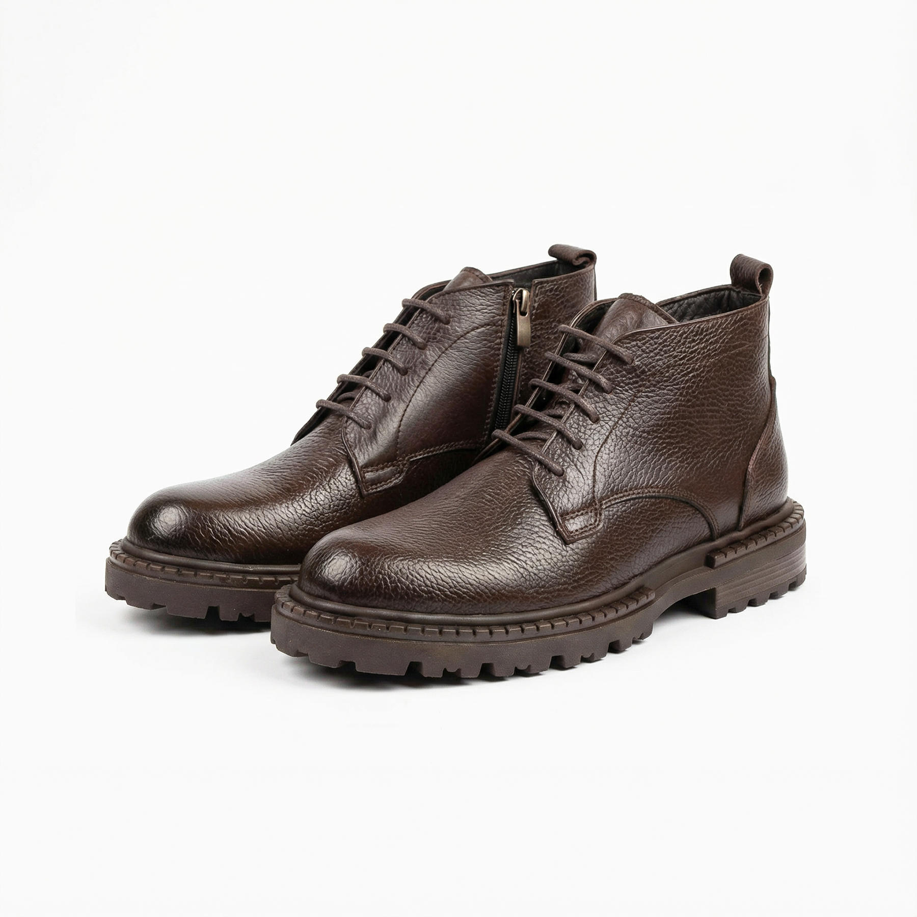 Roda - Dark Brown Floter Leather Zip Boots