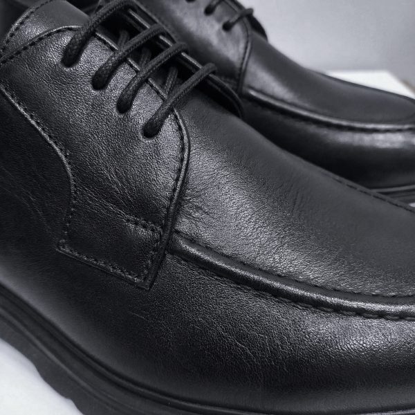 Mokka - Siyah Deri Bağcıklı Ayakkabı