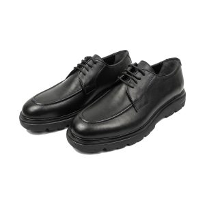 Mokka - Siyah Deri Bağcıklı Ayakkabı