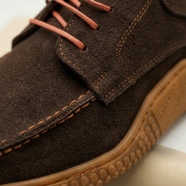 Coudron - Hakiki Nubuk Kahverengi Deri Ayakkabı (Bağcıklı)