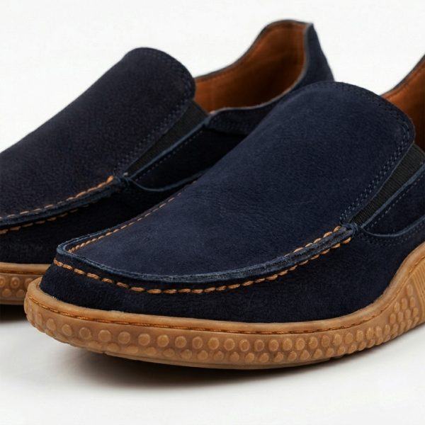 Coudron - Hakiki Nubuk Lacivert Deri Ayakkabı (Makosen)