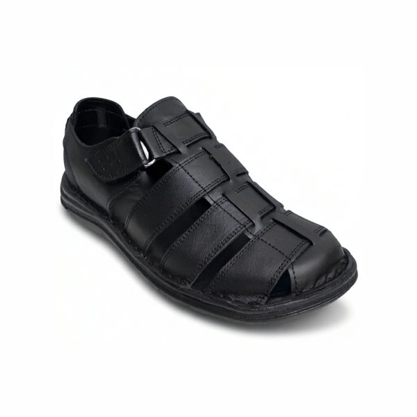 SND-01 SİYAH HAKİKİ DERİ SANDALET