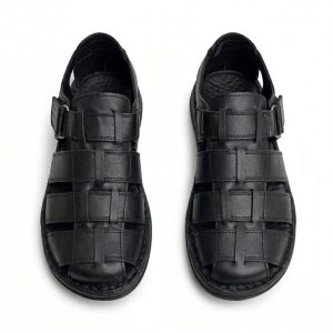 SND-01 SİYAH HAKİKİ DERİ SANDALET