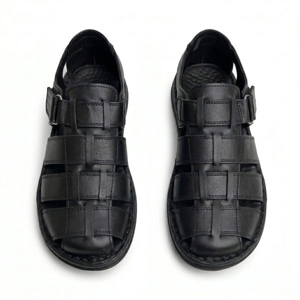 SND-01 SİYAH HAKİKİ DERİ SANDALET