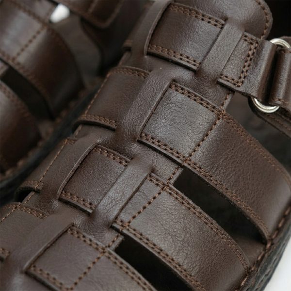 SND-02 KAHVERENGİ HAKİKİ DERİ SANDALET