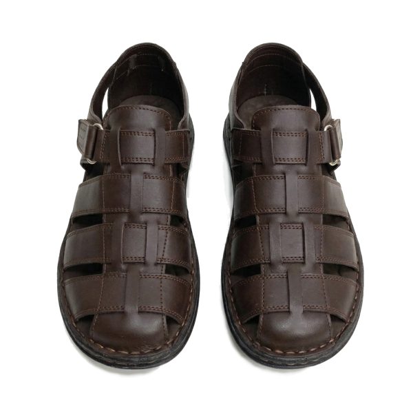 SND-02 KAHVERENGİ HAKİKİ DERİ SANDALET