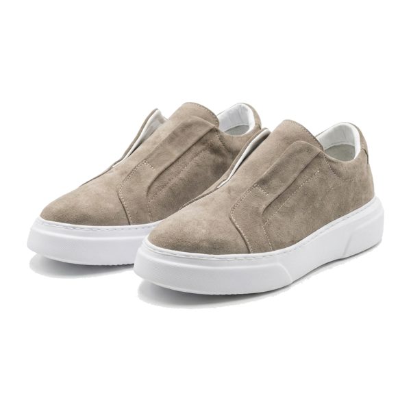 SANTORİ – Bej Süet Hakiki Deri Slip-On Sneaker