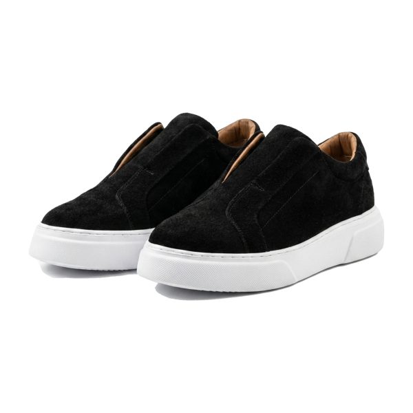 SANTORİ – Siyah Süet Hakiki Deri Slip-On Sneaker